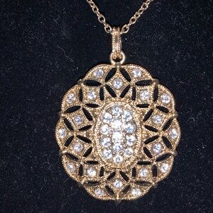 Monet Rhinestone & gold tone marked necklace